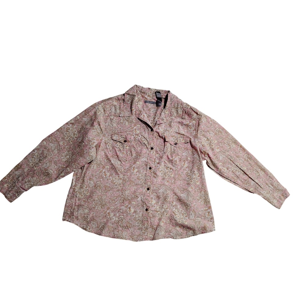 Woolrich Womens Pink Floral Paisley Button Up Shirt WDLUB914 Long Sleeve Cotton